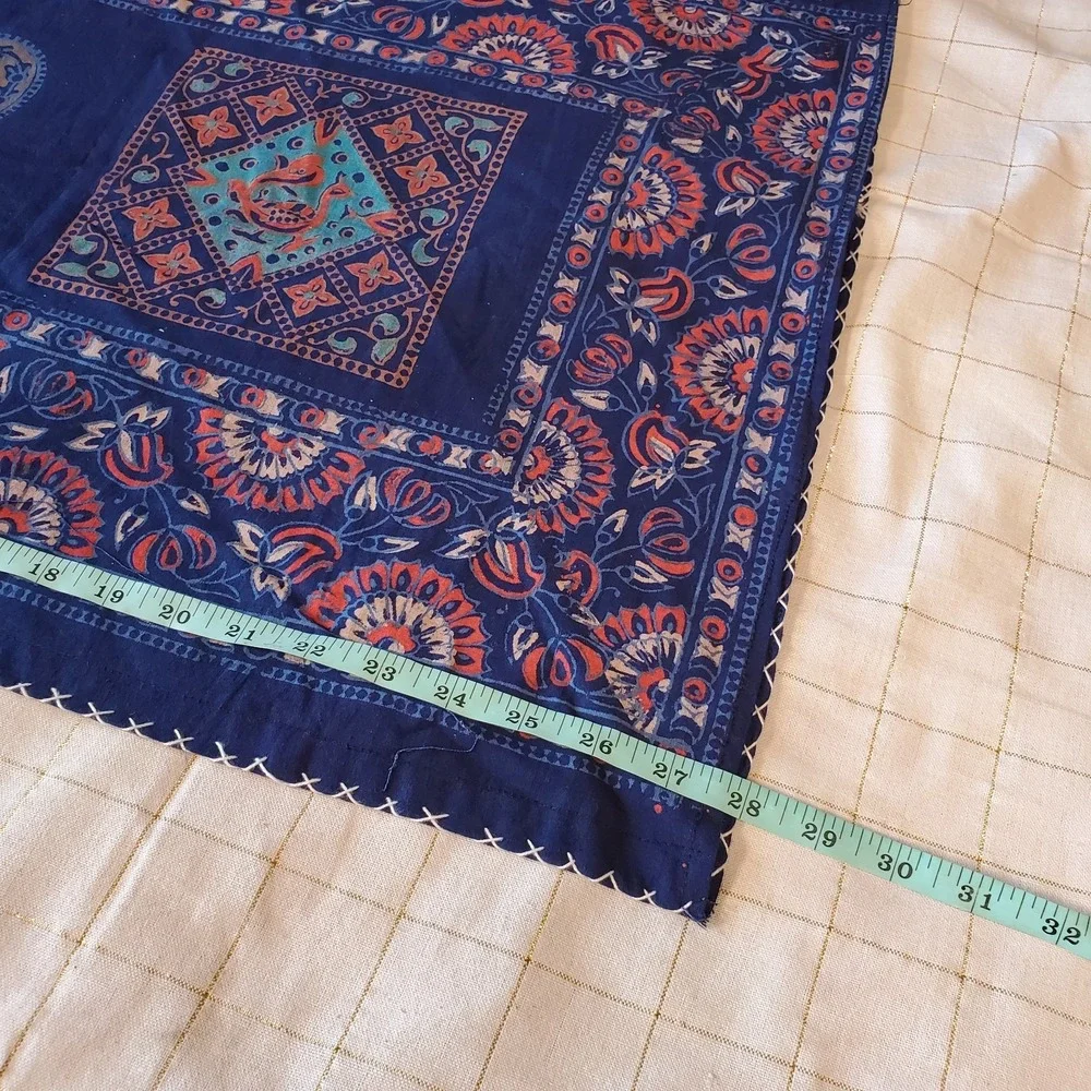 Fabulous Indian Cotton Top Stitched Standard Pillow Shams Dark Blue‎ Reversible